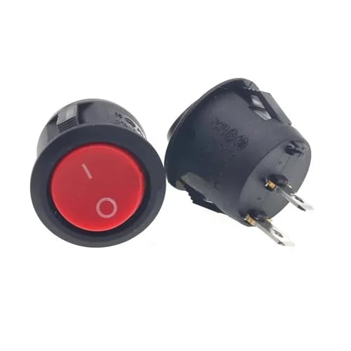 Marineschalter, 5/20/100 stücke KCD1 Runde Wippschalter 2Pin EIN-AUS 6A/250VAC 10A/125VAC SPST 23mm Auto Drucktastenschalter(2Pin Red,5) von AUBEST