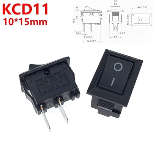 Marineschalter, 5/20/100Pcs KCD1 15 * 21mm 2Pin AUF-OFF Boot-form Schalter 10 * 15mm Snap-in Wippschalter KCD Schalter(KCD1 15X20mm,5 pcs) von AUBEST