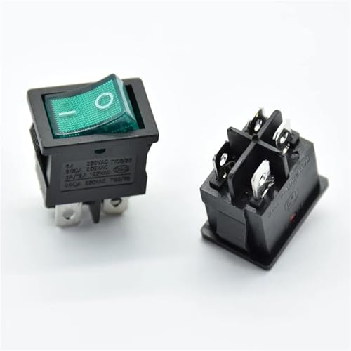 Marineschalter, 5 STÜCKE 21x15mm KCD1-104 Wippschalter Mit Led-leuchten Boot Rot 4 Pin 2 Terminal Lochgröße 13 * 19mm 6A 250 V 125 V(Green) von AUBEST