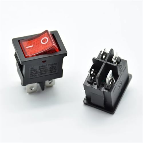 Marineschalter, 5 STÜCKE 21x15mm KCD1-104 Wippschalter Mit Led-leuchten Boot Rot 4 Pin 2 Terminal Lochgröße 13 * 19mm 6A 250 V 125 V(Rood) von AUBEST