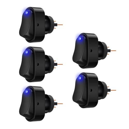 Marineschalter, 5 STÜCKE Kippschalter 12 v 30 A Oval Wippschalter 3 Pin Rot Blau LED Beleuchtet Ein Aus-Schalter for Automative Auto RV Marine Boot(Blue LED 12VDC) von AUBEST