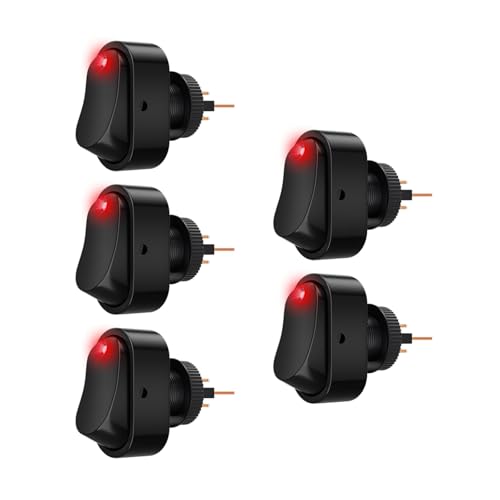 Marineschalter, 5 STÜCKE Kippschalter 12 v 30 A Oval Wippschalter 3 Pin Rot Blau LED Beleuchtet Ein Aus-Schalter for Automative Auto RV Marine Boot(Red LED 12VDC) von AUBEST