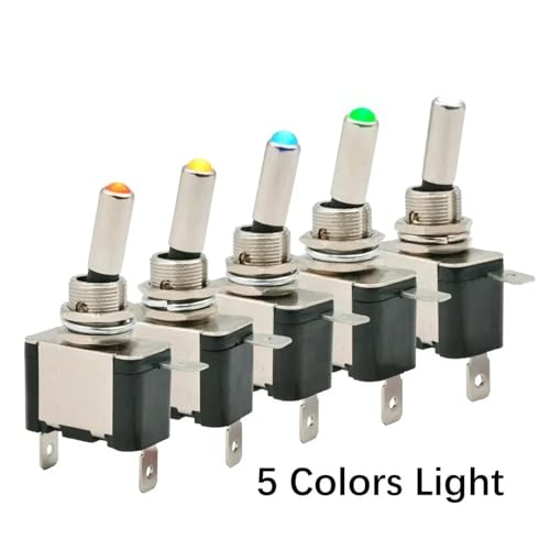Marineschalter, 5 stücke Beleuchtet 12V DC Kippschalter Rastend 2 Position 3pin EIN AUS 20A LED Licht Rot Grün Weiß for Auto Auto Boot Lkw(5 Colors LED) von AUBEST
