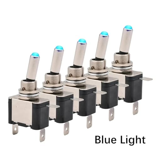 Marineschalter, 5 stücke Beleuchtet 12V DC Kippschalter Rastend 2 Position 3pin EIN AUS 20A LED Licht Rot Grün Weiß for Auto Auto Boot Lkw(Blue LED) von AUBEST