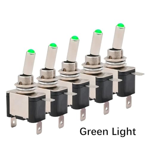 Marineschalter, 5 stücke Beleuchtet 12V DC Kippschalter Rastend 2 Position 3pin EIN AUS 20A LED Licht Rot Grün Weiß for Auto Auto Boot Lkw(Green) von AUBEST