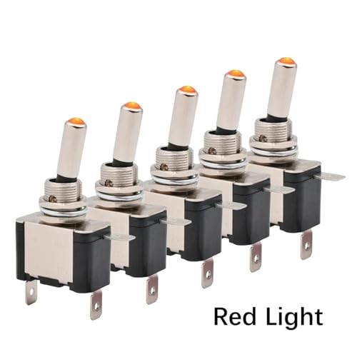 Marineschalter, 5 stücke Beleuchtet 12V DC Kippschalter Rastend 2 Position 3pin EIN AUS 20A LED Licht Rot Grün Weiß for Auto Auto Boot Lkw(Rood) von AUBEST