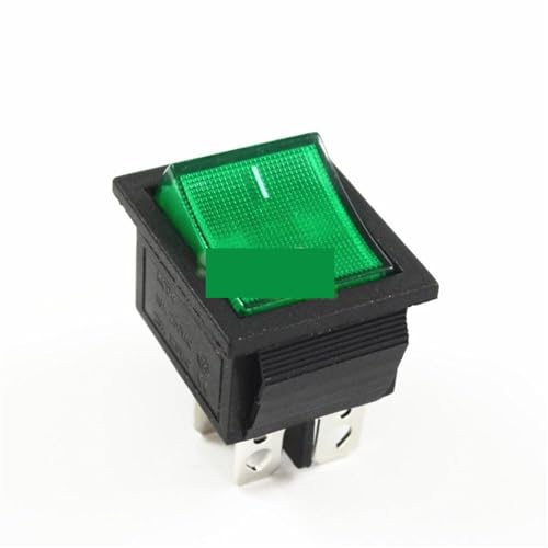 Marineschalter, 5 stücke Rast Wippschalter Netzschalter I/O 4 Pins Mit Licht 16A 250VAC 20A 125VAC KCD4(Green) von AUBEST