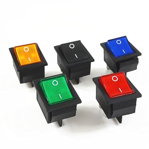 Marineschalter, 5 stücke Rast Wippschalter Netzschalter I/O 4 Pins Mit Licht 16A 250VAC 20A 125VAC KCD4(Rood) von AUBEST