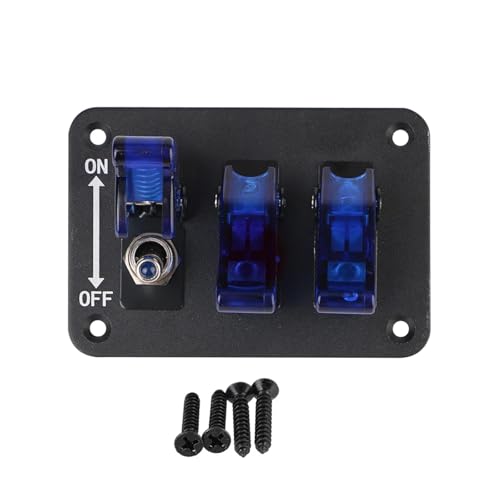 Marineschalter, LED-Licht Hochleistungs-EIN/AUS-Schalterplatte Wippschalterfeld 3-Positionen-Kippschalterfeld 12 V-24 V DC Rennwagen-Motorschalter(Blue) von AUBEST