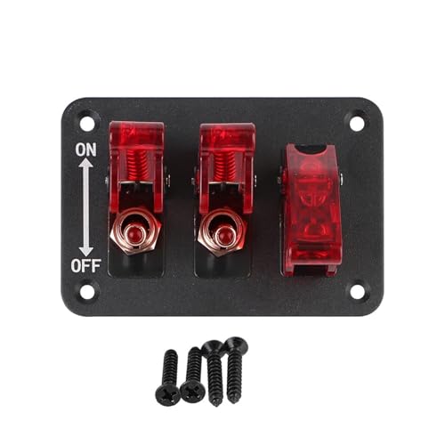 Marineschalter, LED-Licht Hochleistungs-EIN/AUS-Schalterplatte Wippschalterfeld 3-Positionen-Kippschalterfeld 12 V-24 V DC Rennwagen-Motorschalter(Rood) von AUBEST