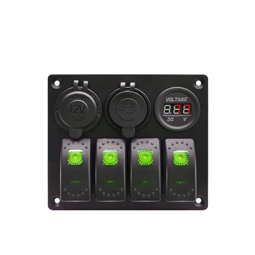 Marineschalter, Marine-Schalttafel IP65 wasserdicht - 4-Gang-Boots-Schalttafel(Green) von AUBEST