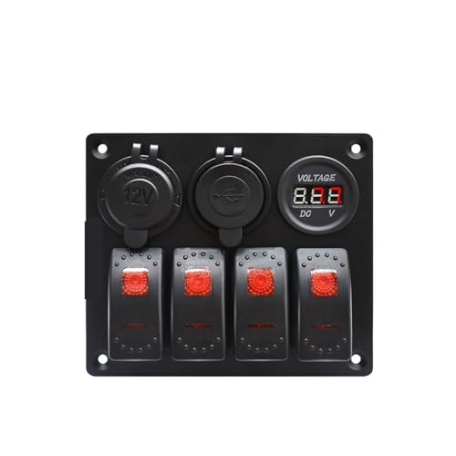 Marineschalter, Marine-Schalttafel IP65 wasserdicht - 4-Gang-Boots-Schalttafel(Rood) von AUBEST