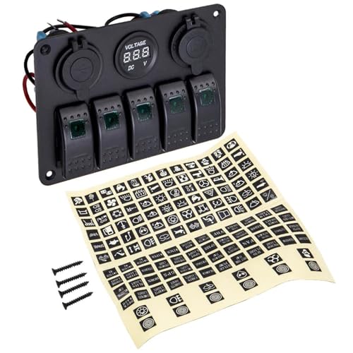 Marineschalter, Universal 5-Gang Licht Ein-Aus Kippschalter Panel 2 USB 12V for Auto Boot Marine Marineschalter, Universal 5-Gang Licht Ein-Aus Kippschalter Panel 2 USB 12V for Auto Boot Marine von AUBEST