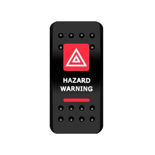 Marineschalter, Wippschalter-Abdeckkappe, rotes Fenster, beschriftet for Auto, Boot, Marine, Carling, ARB, NARVA, Kippschalter, wasserdicht(Hazard Warning) von AUBEST
