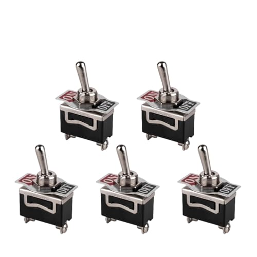Marineschalter, Wippschalter for Auto und Boot, wasserdicht, robust, 2-polig, Metall-Kofferraumabdeckung, SPST-Ein-/Ausschalter for Auto/Wohnmobil/Marine(5 Pcs) von AUBEST