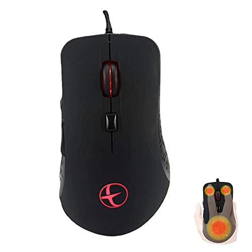 AUBGSANG Mit beheizter Maus, kabelgebundene Gaming-Maus, ergonomisches Design, 6 programmierbare Tasten, 2400 Dpi, geeignet für Windows-Computerspiele, Schwarz von AUBGSANG