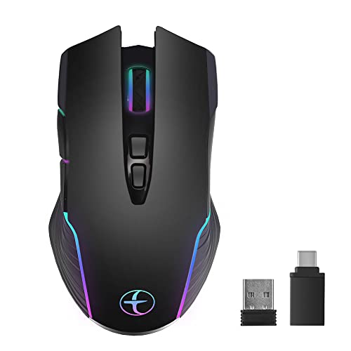 Mouse Jiggler Nicht Nachweisbar, Draadloze muis, oplaadbaar, stille optische muis,Automatic Moving Mouse with USB-C Adapter,Multi-Track Driver-Free for Computer Laptop/PC von AUBGSANG