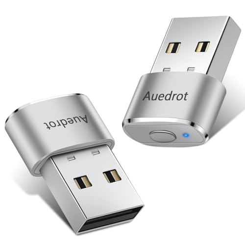 AUEDROT Mouse Jiggler Nicht Nachweisbar USB Mouse Mover mit Schaltertaste, Metall Maus Beweger Automatisch Maus Jiggler mit 2 Jiggler-Modi, Plug & Play, Hält Computer Wach, Silber, 2 PCS von AUEDROT