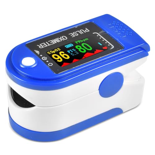 AUEJACKY Messung der Sauerstoffsättigung,Pulsoximeter,Messung von Sauerstoffsättigung (SpO₂) und Herzfrequenz (Puls), Fingeroximeter mit Farbdisplay, schmerzfreie Anwendung am Finger(blau) von AUEJACKY