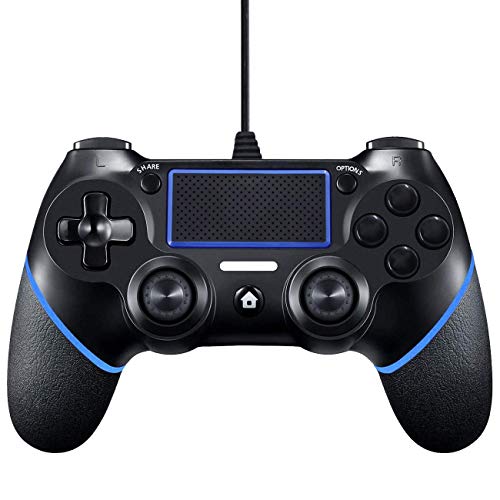 AUELEK PS4 Controller Wired,PS4 Wired Controller für Playstation 4,PS4 Wired Game Controller USB Stecker Gamepad Joystick mit Dual Vibration und Anti-Rutsch-Griff für Playstation 4/Pro/Slim/PC/Laptop von AUELEK