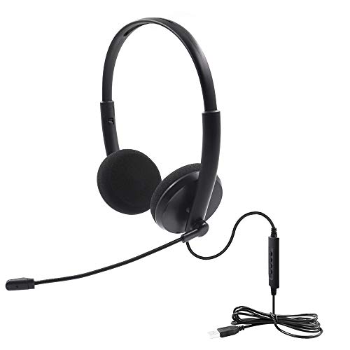 PC Headset mit Mikrofon USB/3,5mm Business Headset Noise Cancelling & Stereo Sound Superleicht Ultra-Komfort Audiosteuerung Faltbare PC Kopfhörer für Skype/Call Center/Telefonkonferenzen/Phone/PS4 von AUELEK