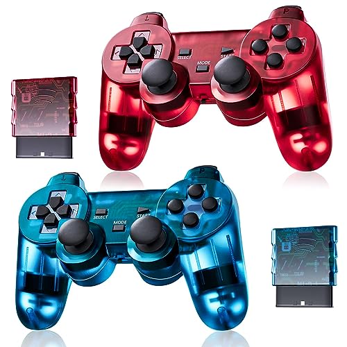 AUFGLO Classic Drahtlos Controller für Ps2/Dual Shock 2/PC (Rot+Blau) von AUFGLO