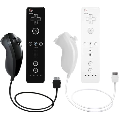 AUFGLO Retro Games Console Wii Fernbediener und Nunchuck -Controller, die mit Wii/Wii U, einschließlich Silikongehäuse und Handgelenksgurt, kompatibel sind(schwarz+weiß) von AUFGLO
