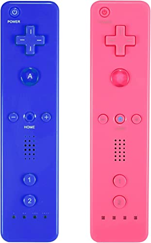 AUFGLO Wii Controller 2 Pack Wii u Remote mit Silikongehäuse und Handgelenksgurt (Pink+Blau) von AUFGLO