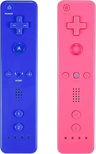 AUFGLO Wii Controller 2 Pack Wii u Remote mit Silikongehäuse und Handgelenksgurt (Pink+Blau) von AUFGLO