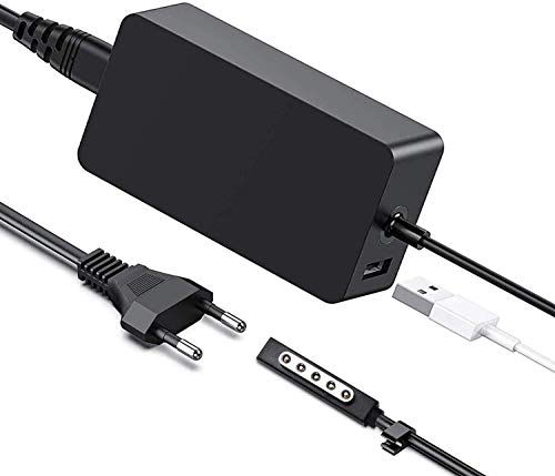 AUKEH Ladegerät für Surface Pro 2, Netzteiladapter, 48 W, 12 V, 3,6 A für Microsoft Surface RT/2, Surface Pro 1, Surface Pro 2, 1536, Tablet-PC mit USB-Port und 2-m-Stromkabel von AUKEH