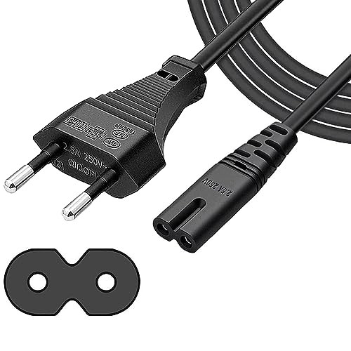 Stromkabel, 3 m, Schwarz, EU-Stecker, C7, 2 Pins, 8 Stecker, bipolares Kabel, für PC, Monitor, DVD, Drucker, Samsung Philips LG Sony TV, PS5, PS4, PS3, Microsoft Surface Go/Laptop/Book, HP Envy von AUKEH