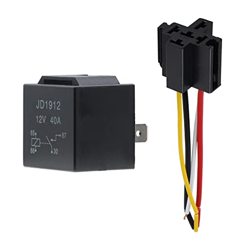 AUKENIEN Relais 12V 40A SPST 4 Pin 12 Volt KFZ Auto Motor Car Relais Schaltrelais mit Drähte Umschalt Relais JD1912 Pack of 1 von AUKENIEN