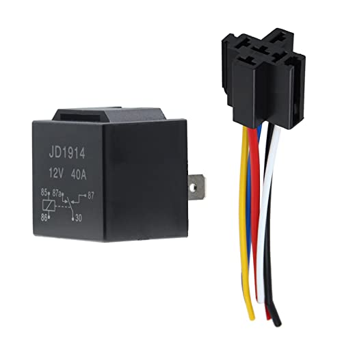 AUKENIEN SPDT KFZ Relais 12V 5 Pin Wechselrelais 12 Volt 40A Auto Motor Car Relais Schaltrelais mit Drähte Umschaltrelais JD1914 Pack of 1 von AUKENIEN