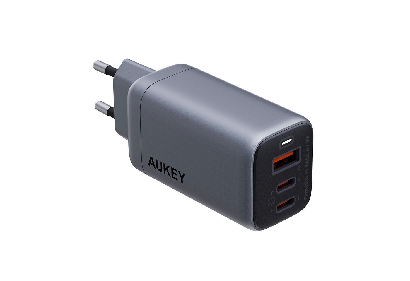 AUKEY PA-B6U Smartphone-Ladegerät (set, 67W Powerdelivery Fastcharging und UFCS. 2x USB-C & 1x USB-A Anschluss) von AUKEY