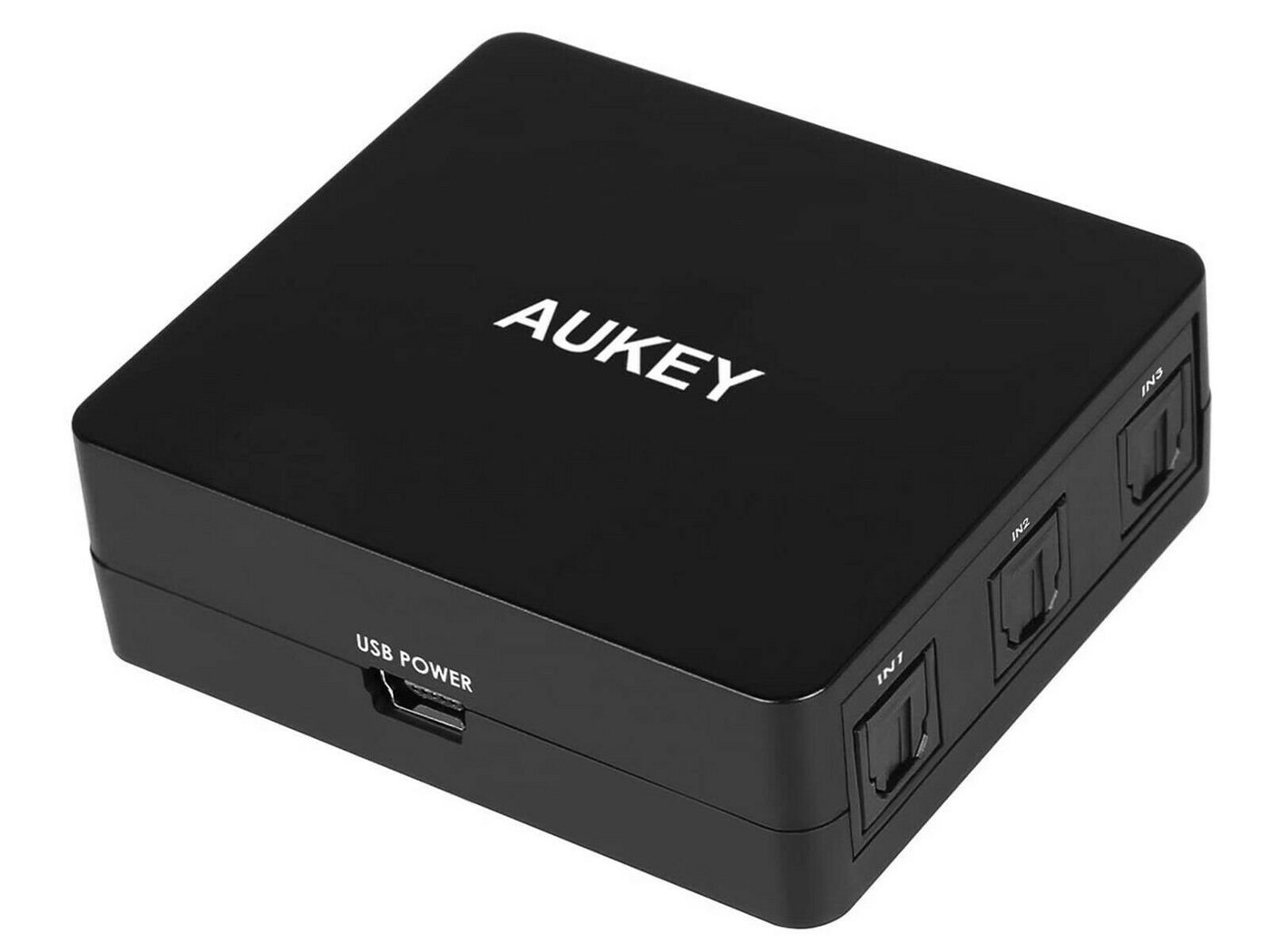 AUKEY Toslink Splitter Switch SPDIF Audio-Adapter, 3 In 1 Out, USB, mit Fernbedienung, IR Empfänger von AUKEY