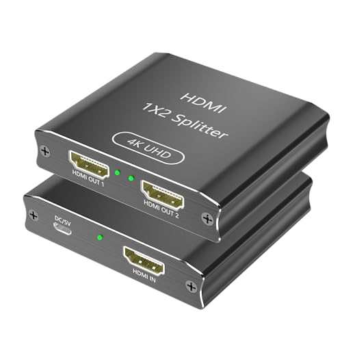 HDMI-Splitter, 1 in 2 Ausgänge, 4K @ 30Hz, Dual-Monitore, Aluminium-HDMI-Splitter, unterstützt 3D und Full HD 1080P, HDTV, geeignet für PS4/TV/Projektor/Monitor HDMI-Splitter, 1 in 2 Ausgänge, 4K @ 30Hz, Dual-Monitore, Aluminium-HDMI-Splitter, unterstützt 3D und Full HD 1080P, HDTV, geeignet für PS4/TV/Projektor/Monitor von AUKOKIOULA