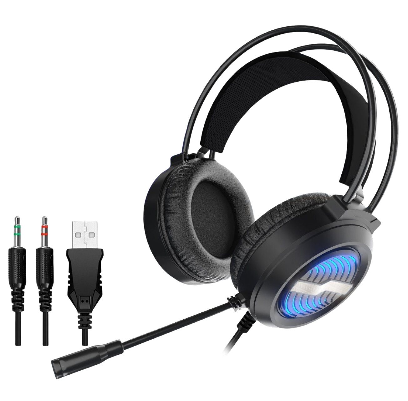 AUKUU Gaming-Headset,Bunte LED-Beleuchtung, USB-Kabel Gaming-Headset von AUKUU