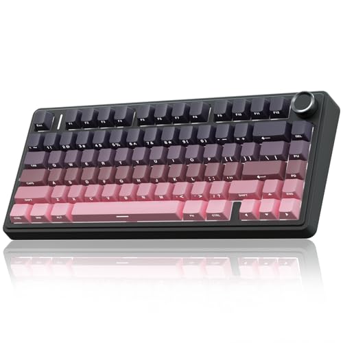 AULA F75 PRO Mechanische Tastatur Gaming,2.4GHz/Type-C/BT5.0 Mechanical Keyboard,Seitlich Graviert,Fünfschichtige Polsterung Struktur,QWERTY,Hot-Swap Kabellos Gaming Tastatur 75 Prozent (Rosa) von AULA
