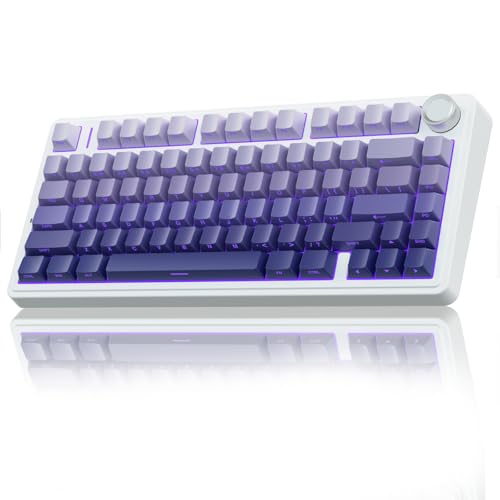 AULA F75 Mechanische Tastatur Gaming,2.4GHz/Type-C/BT5.0 Kabellos Gaming Tastatur 75 Prozent,Seitlich Graviert,Gasket Struktur,Hot-Swap Wireless Tastatur RGB,QWERTY (Violett mit Farbverlauf) von AULA