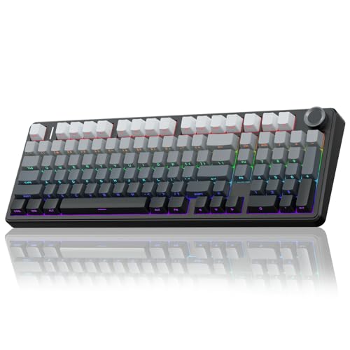 AULA F99 Pro Mechanische Gaming Tastatur,3-Modus Wireless Mechanische Tastatur mit Knopf,Fünfschichtige Polsterung Struktur,Seitlich Graviert,RGB,QWERTY,Hot-swap Custom Keyboard von AULA