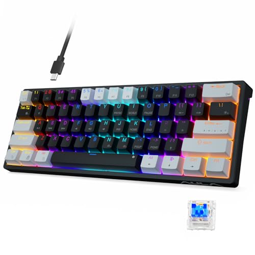 AULA F3261 Mechanische Tastatur Gaming,Gaming Tastatur 60 Prozent Tastatur Kabel Gaming Tastatur Klein,RGB PC Tastatur für Computer/Tablet/PS/Xbox,QWERTY,Blaue Schaltern von AULA