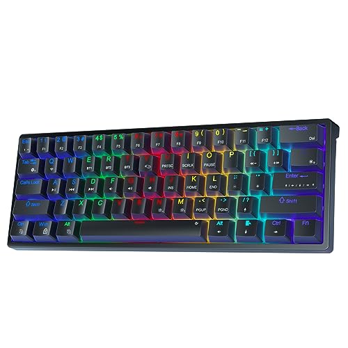 AULA Gaming Keyboard 60 Prozent - Anpassbare RGB-Beleuchtung für Gaming Tastatur Klein für PC, Hot-Swap-fähig Beleuchtete Tastatur Mechanisch, Typ-C Gaming Tastatur 60 Prozent，Rosa Schaltern-Schwarz von AULA