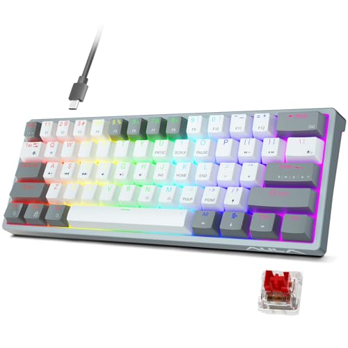 AULA Gaming Keyboard 60 Prozent - Anpassbare RGB-Beleuchtung für Gaming Tastatur Klein für PC, Hot-Swap-fähig Beleuchtete Tastatur Mechanisch, Typ-C Gaming Tastatur 60 Prozent，Roten Schaltern von AULA
