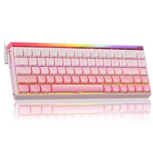 AULA Hero 68 Gaming Tastatur Mechanisch,Hall Effect Magnetic Switch,0.01mm Einstellbare Betätigung Rapid Trigger,8K Polling Rate,Seitlich Graviert,60% RGB Tastatur mit Kabel,QWERTY (Rosa) von AULA
