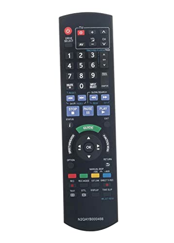 AULCMEET N2QAYB000466 Ersatzfernbedienung passend für Panasonic VHS DVD Freeview SD Player N2QAYB000332 DMR-EZ49 DMR-EZ49V MR-EZ49VEBK DMR-EX98 DMR-EX99 DMR-EZ45 DMR-EZ47 DMR-EZ48 DMR-EH65 DMR-EX95 von AULCMEET