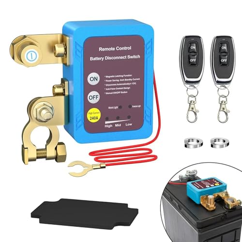 AULESS Drahtloser Ferngesteuerter Auto Trennschalter,12V Batterie Trennschalter 240A Batterie Kill Switch Automatische Abschaltung Schalter Anti-Diebstahl Autobatterieschalter für Auto RV ATV von AULESSE