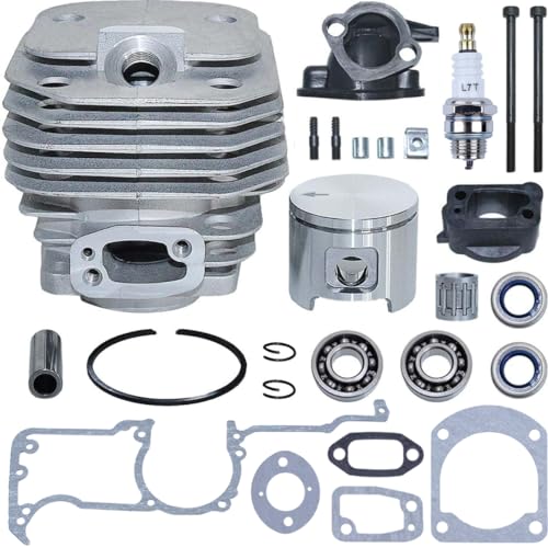Kolben und Zylinder Kit für Husqvarna 61 & Jonsered 625 630 Motorsäge, AUMEL Cylinder + Kolben + Dichtungssatz + Öldichtung + Kugellager + Zündkerze Ersatzteile Zubehör 26 in 1 von AUMEL