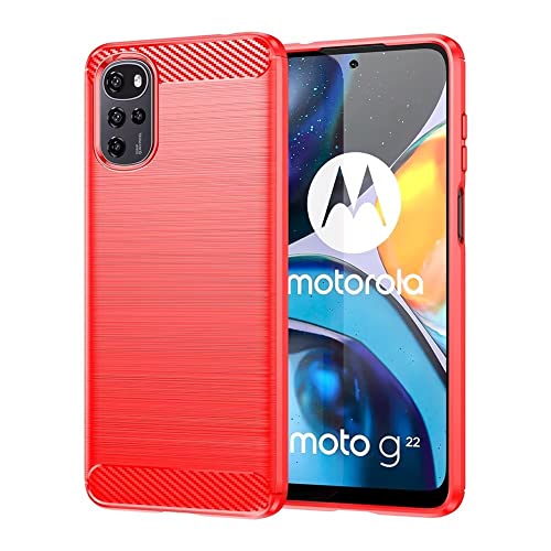 Topme Silikonhülle für Motorola Moto e32 / Motorola Moto e32s 6.5, [handyhülle im Gebürsteten Texturstil] - Rot von AUNEOS