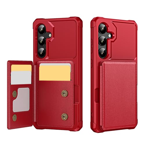 AUPAI Schutzhülle für Samsung Galaxy S23 Plus mit Kartenschlitz, PU-Leder, Folio-Klapphülle, RFID-blockierend, Schutzhülle mit Ständer, für Damen und Herren, Rot von AUPAI