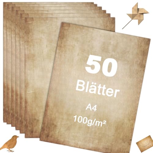 50 Blatt Briefpapier Vintage altes Papier DIN A4 Urkunde 100g/m² Urkundenpapier beidseitig bedruckbar Papier Schatzkarte für Urkunden Schatzkarten Bastel Karten, Hochzeit, Geschenke, Nostalgie 50 Blatt Briefpapier Vintage altes Papier DIN A4 Urkunde 100g/m² Urkundenpapier beidseitig bedruckbar Papier Schatzkarte für Urkunden Schatzkarten Bastel Karten, Hochzeit, Geschenke, Nostalgie von AUPERTO
